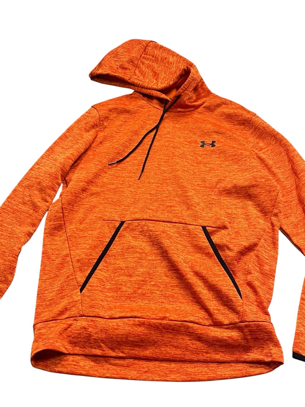 Under Armour Mens Heather Orange Pullover Hoodie ColdGear Loose Size Small
